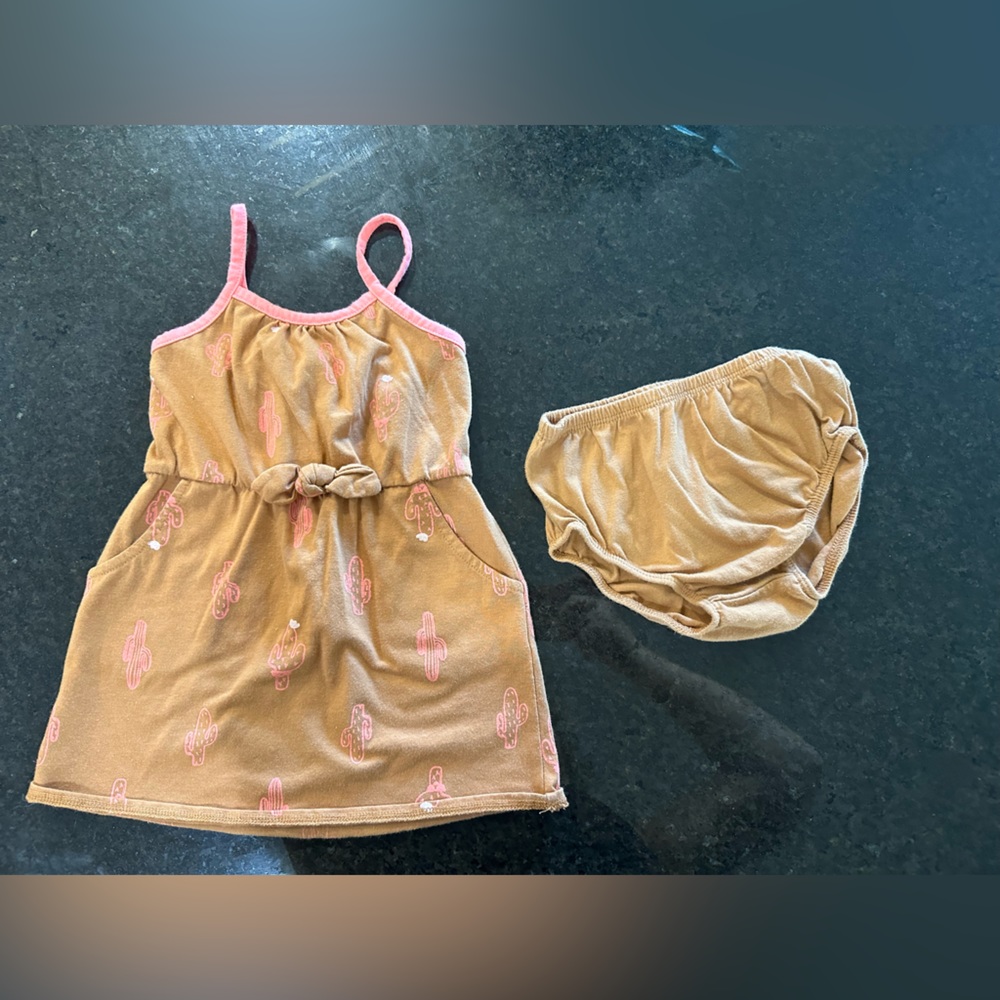 Gold cactus toddler dress